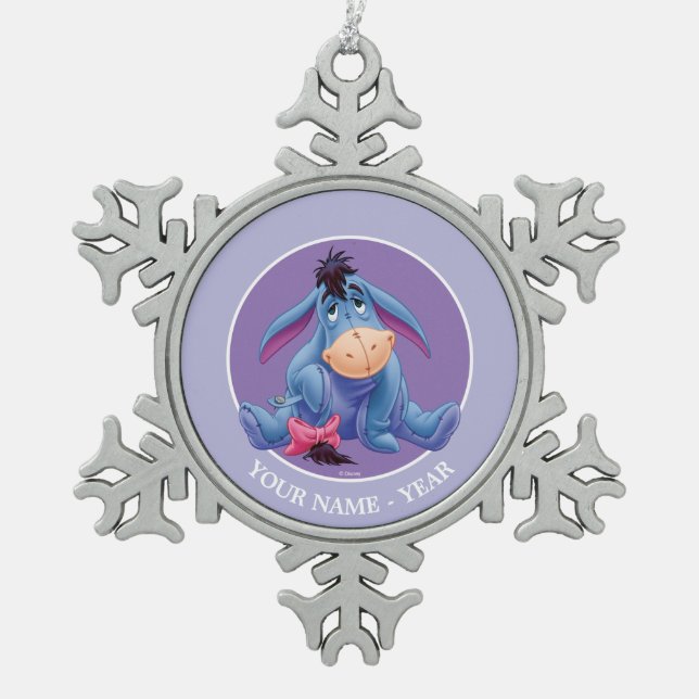 Winnie the Pooh | Eeyore Smile Snowflake Pewter Christmas Ornament (Front)