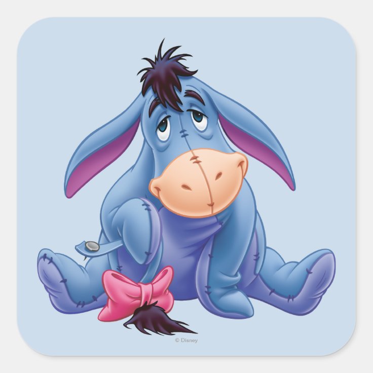 Winnie the Pooh | Eeyore Smile Square Sticker | Zazzle