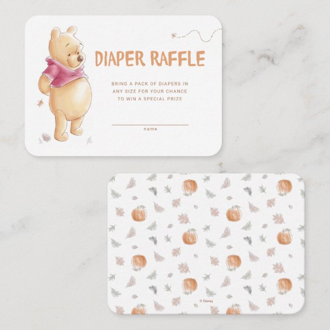 Winnie the Pooh Fall Diaper Raffle Insert Card (Front/Back)