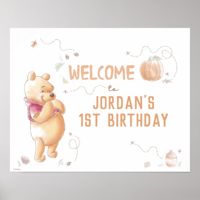 Winnie the Pooh | Fall First Birthday - Welcome Poster (Front)