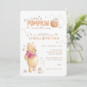 Winnie the Pooh Fall Harvest Pumpkin Baby Shower Invitation (Standing Front)