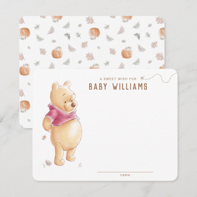 Winnie the Pooh Fall Harvest Pumpkin Baby Shower Note Card (Front/Back)