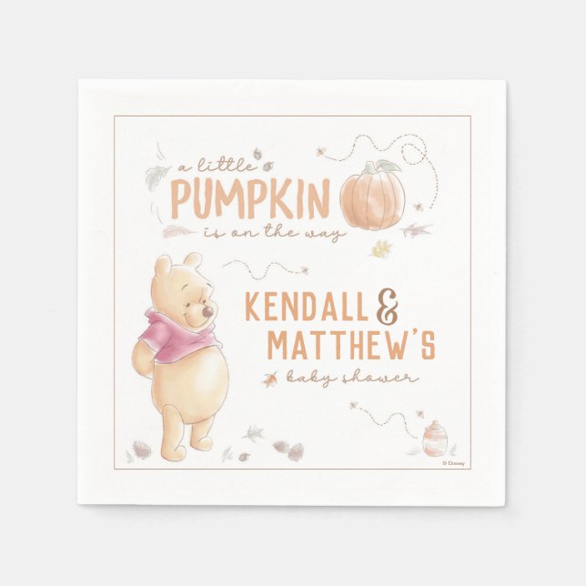 Winnie the Pooh | Fall Pumpkin Baby Shower Napkins (Front)