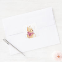 Winnie the Pooh | Fall Pumpkin Baby Shower Square Sticker