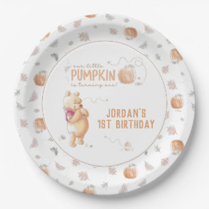 Winnie the Pooh   Fall Pumpkin First Birthday Pap Paper Plates
