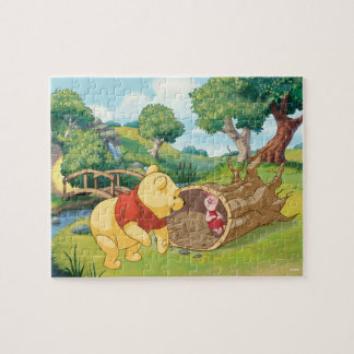 Winnie the Pooh Finds Piglet in Log Jigsaw Puzzle