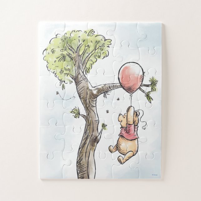 Winnie the Pooh Floating on Balloon Jigsaw Puzzle (Vertical)