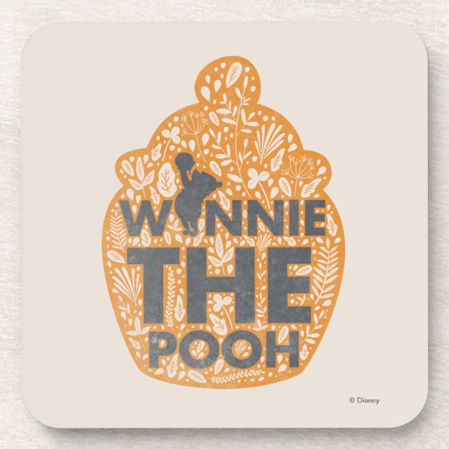 Winnie the Pooh Floral Hunny Pot Beverage Coaster (Front)