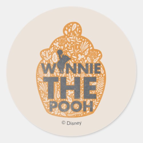 Winnie the Pooh Floral Hunny Pot Classic Round Sticker