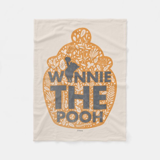 Winnie the Pooh Floral Hunny Pot Fleece Blanket (Front)