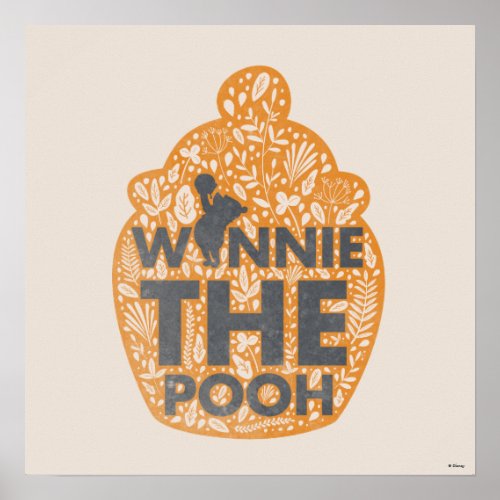 Winnie the Pooh Floral Hunny Pot Poster