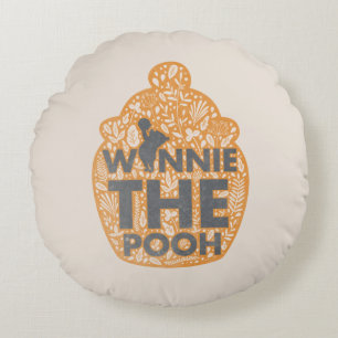 Winnie the Pooh Floral Hunny Pot Round Pillow