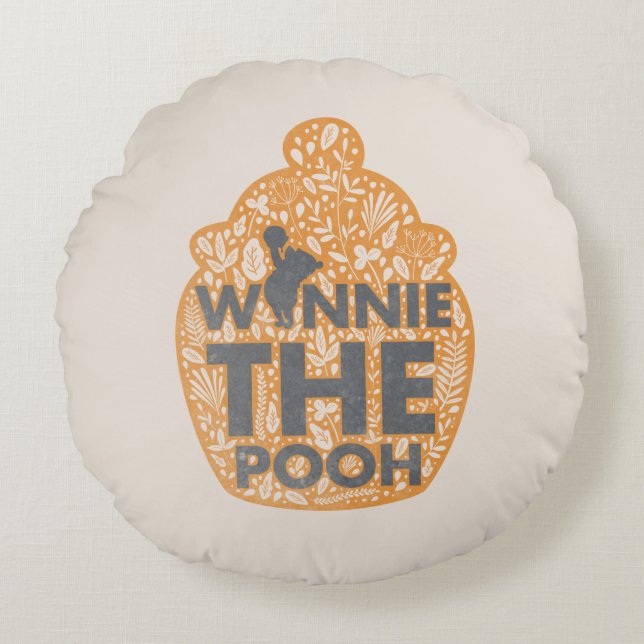 Winnie the Pooh Floral Hunny Pot Round Pillow (Front)