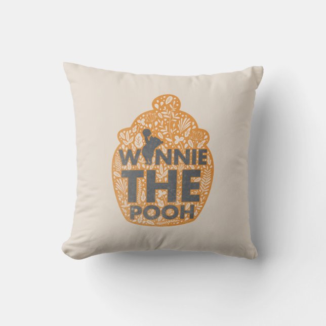 Winnie the Pooh Floral Hunny Pot Throw Pillow (Front)