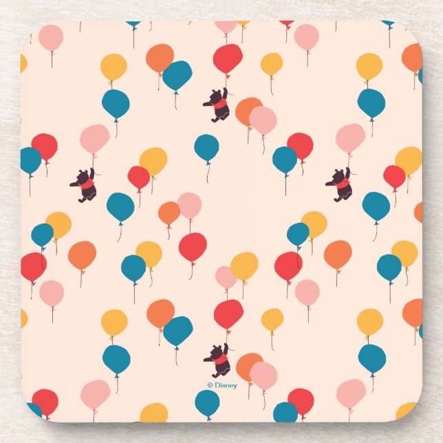 Winnie the Pooh | Flying High Balloon Pattern Beverage Coaster (Front)