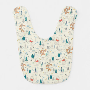 Winnie the Pooh   Forest Animals Pattern Baby Bib