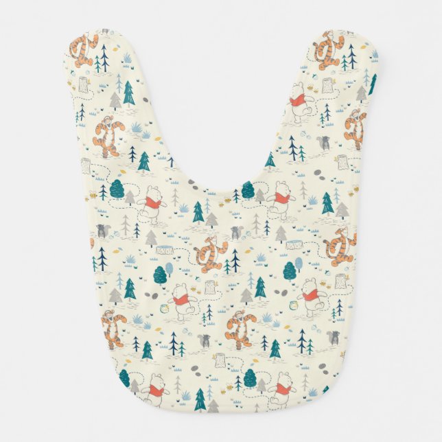 Winnie the Pooh | Forest Animals Pattern Baby Bib (Front)