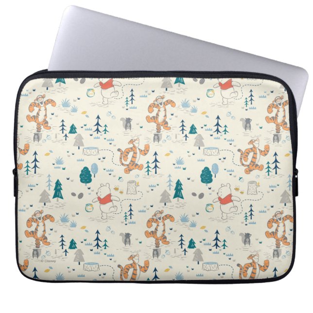 Winnie the Pooh | Forest Animals Pattern Laptop Sleeve (Front)