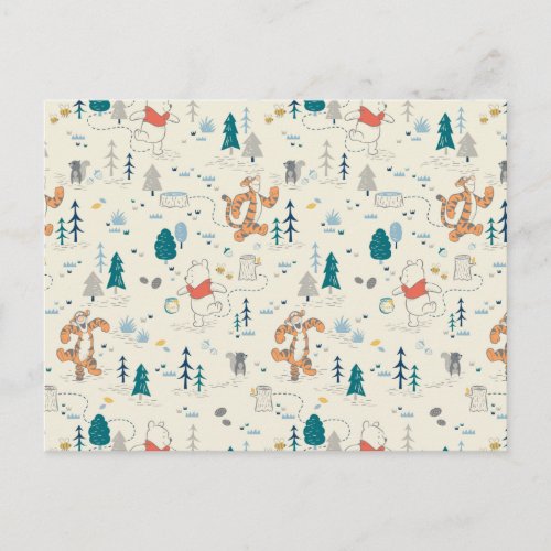 Winnie the Pooh  Forest Animals Pattern Postcard