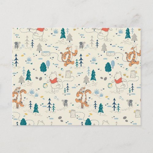 Winnie the Pooh  Forest Animals Pattern Postcard