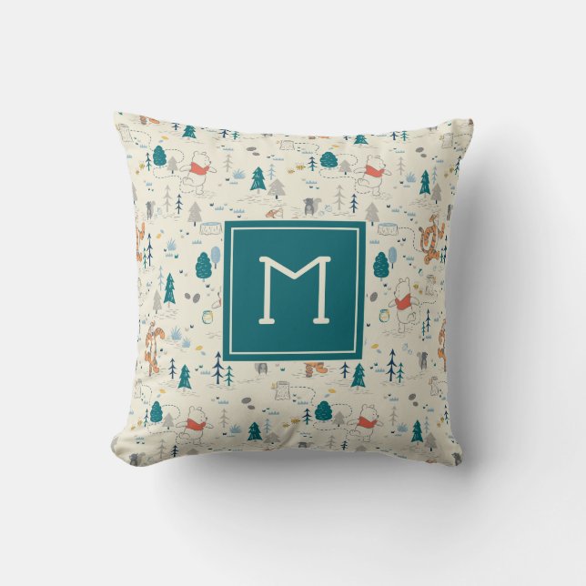 Winnie the Pooh | Forest Animals Pattern Throw Pillow (Front)