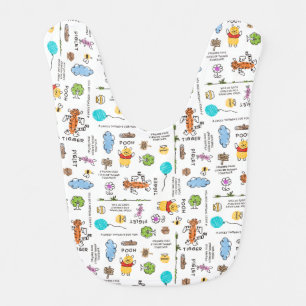 Winnie the Pooh   Friends Doodle Sketch Pattern Baby Bib