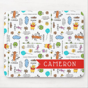Winnie the Pooh   Friends Doodle Sketch Pattern Mouse Pad