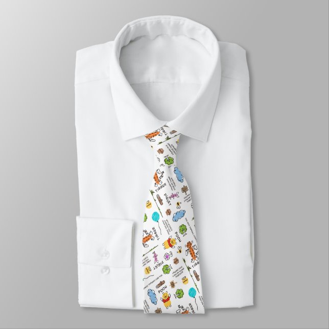 Winnie the Pooh | Friends Doodle Sketch Pattern Neck Tie (Tied)