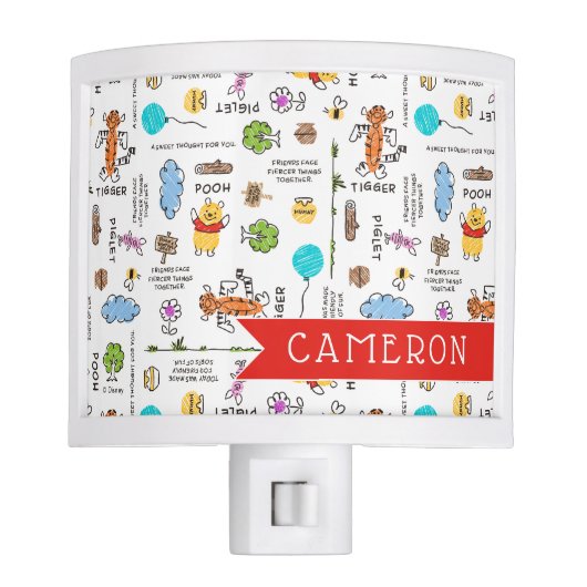 Winnie the Pooh | Friends Doodle Sketch Pattern Night Light (Front)
