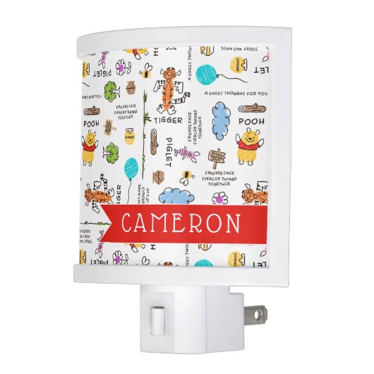 Winnie the Pooh | Friends Doodle Sketch Pattern Night Light (Left)