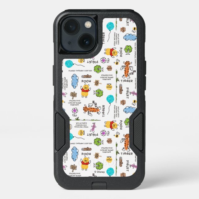 Winnie the Pooh | Friends Doodle Sketch Pattern Otterbox iPhone Case (Back)