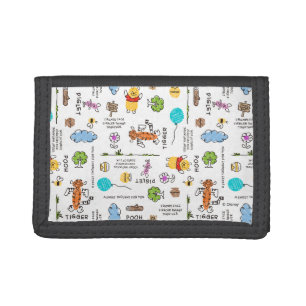 Winnie the Pooh Friends Doodle Sketch Pattern Tri-fold Wallet