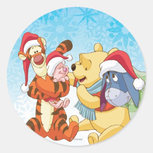 Winnie The Pooh  Friends Holiday Classic Round Sticker