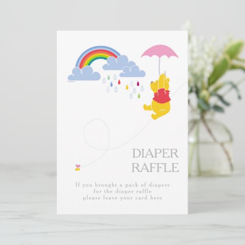 Winnie the Pooh  Girl Baby Shower Diaper Raffle Invitation