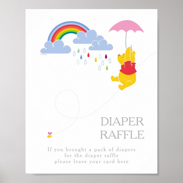 Winnie the Pooh | Girl Baby Shower Diaper Raffle Poster (Front)