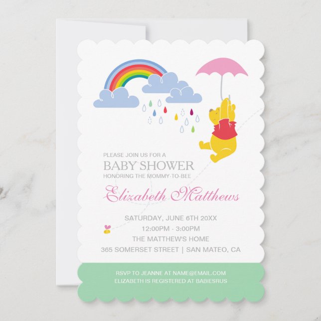 Winnie the Pooh | Girl Baby Shower Invitation (Front)