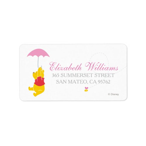 Winnie the Pooh  Girl Baby Shower Label