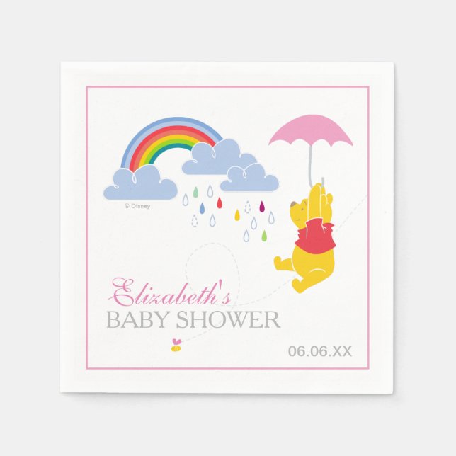 Winnie the Pooh | Girl Baby Shower Paper Napkins (Front)