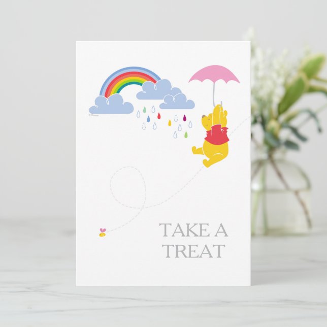 Winnie the Pooh | Girl Baby Shower Take a Treat Invitation (Standing Front)
