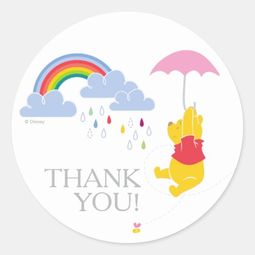 Winnie the Pooh  Girl Baby Shower Thank You Classic Round Sticker