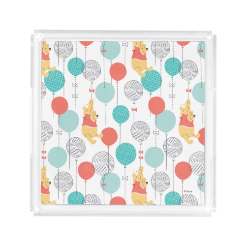 Winnie the Pooh  Hanging On Balloons Pattern Acrylic Tray