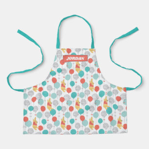 Winnie the Pooh Hanging On Balloons Pattern Apron