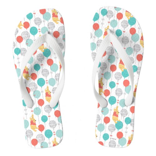 Winnie the Pooh  Hanging On Balloons Pattern Flip Flops