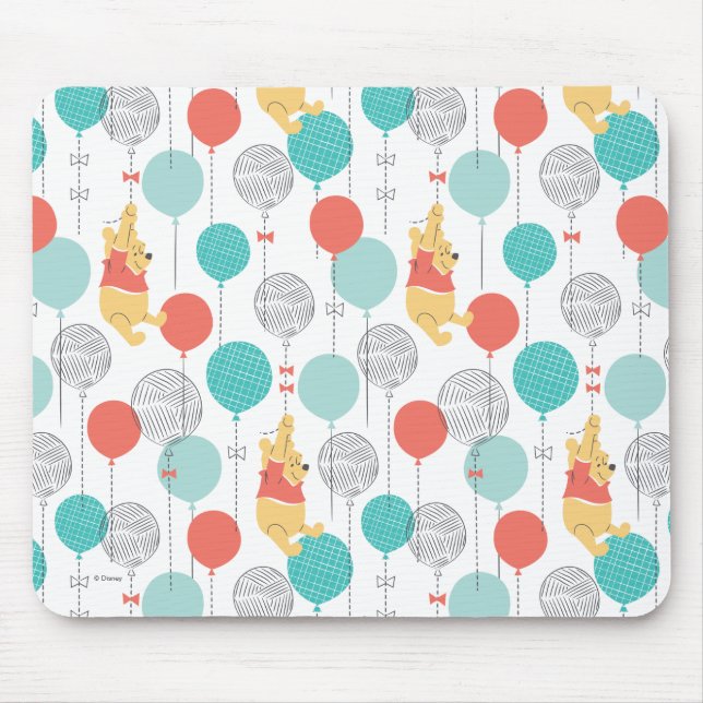 Winnie the Pooh | Hanging On Balloons Pattern Mouse Pad (Front)