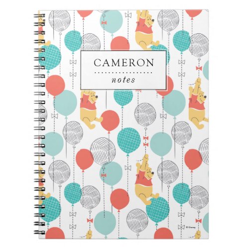 Winnie the Pooh  Hanging On Balloons Pattern Notebook