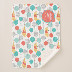 Winnie the Pooh   Hanging On Balloons Pattern Sherpa Blanket