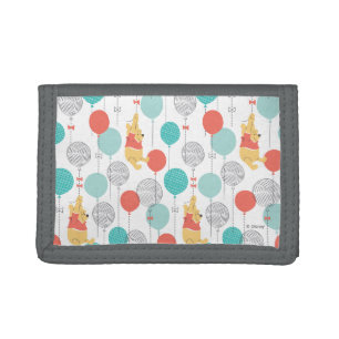 Winnie the Pooh Hanging On Balloons Pattern Tri-fold Wallet