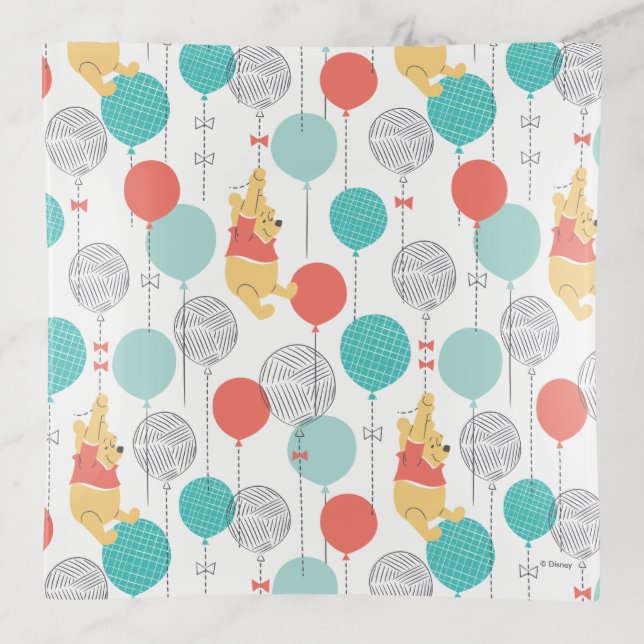 Winnie the Pooh | Hanging On Balloons Pattern Trinket Tray (Front)