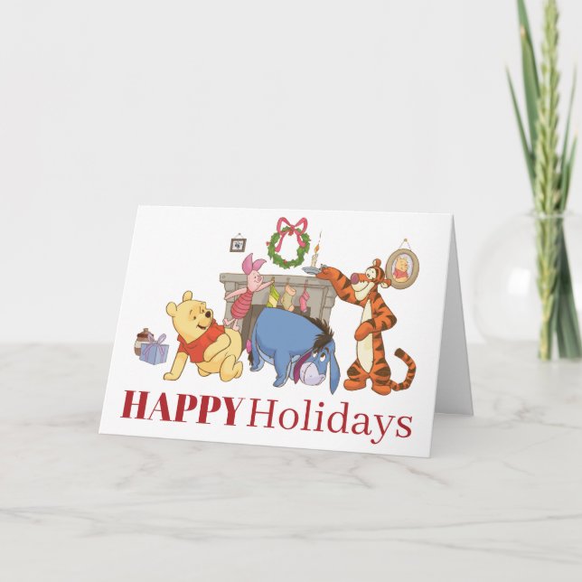 Winnie the Pooh | Hanging Stockings Holiday Card (Front)