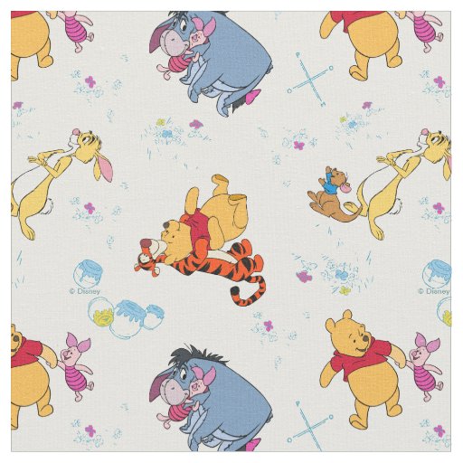 Winnie the Pooh | Hanging with Friends Pattern Fabric | Zazzle